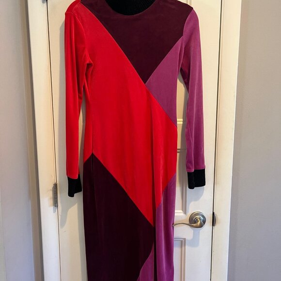 Splendid x Margherita MISSONI Velour Color-block Mock Neck Midi Dress, Size XS - Picture 5 of 5